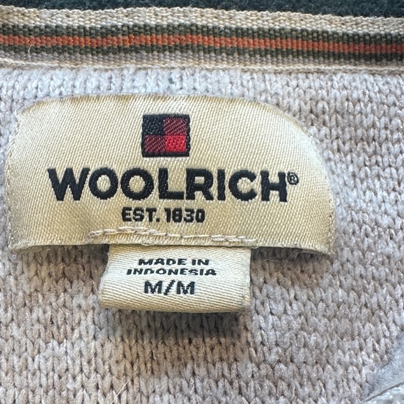 Woolrich Men's Light tan Half-Zip Sweater with Dark Contrast Collar - Picture 2 of 6